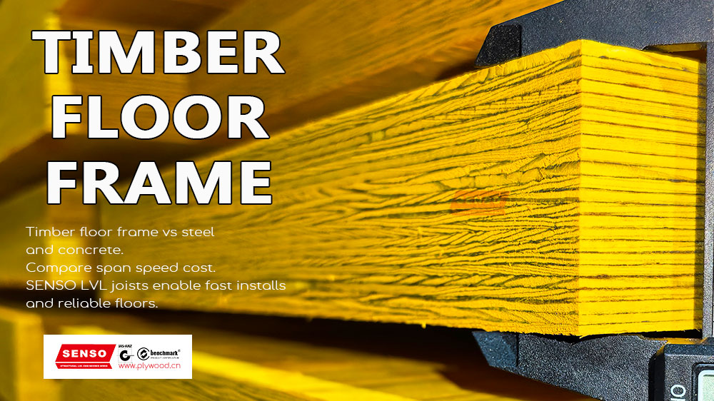 Timber Floor Frame, LVL floor joists, timber framing, laminated veneer lumber, timber frame construction, wood beam, wooden beams, floor joist spacing