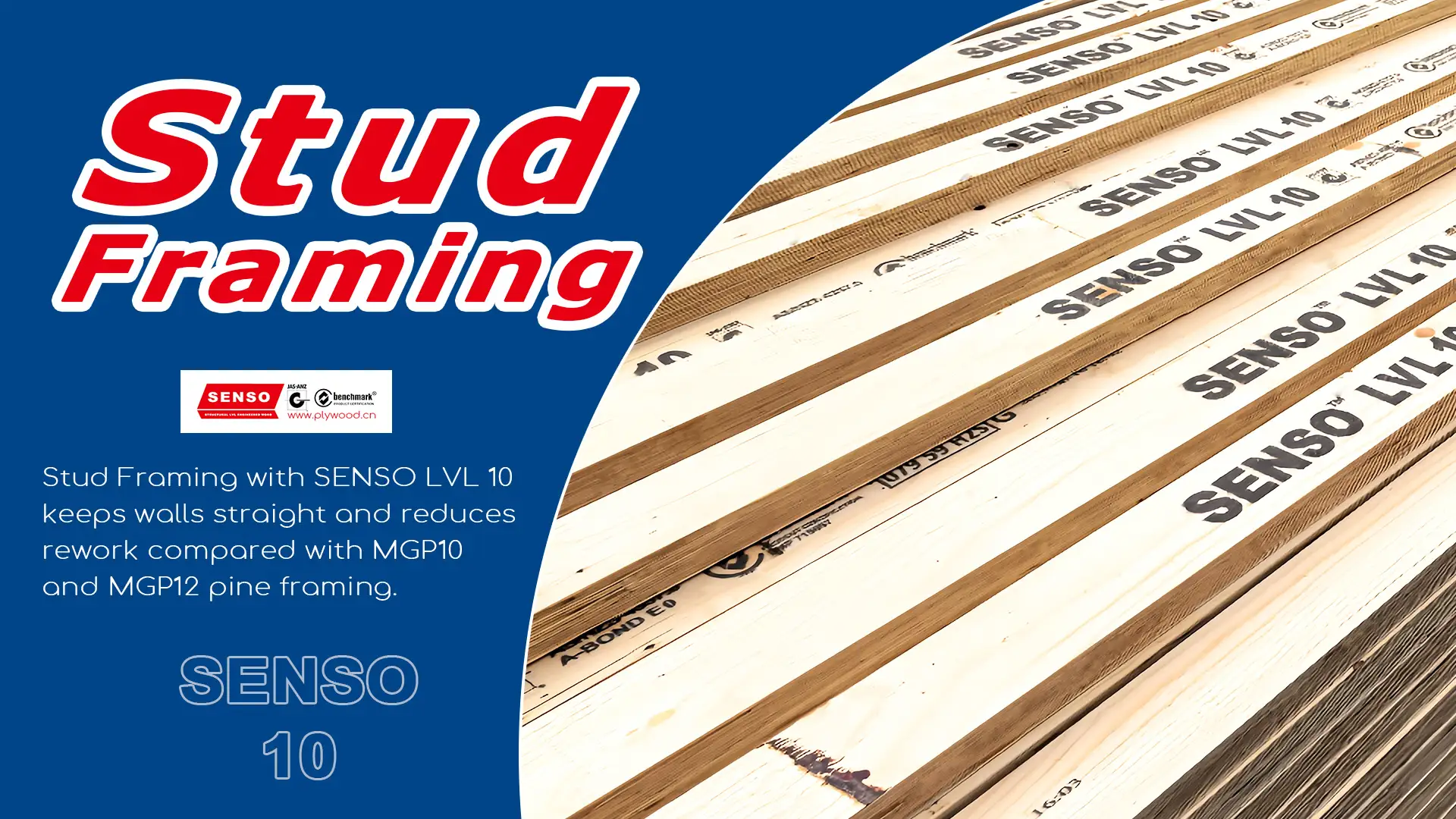 Stud Framing wall frame with straight LVL studs for fast, accurate set-out