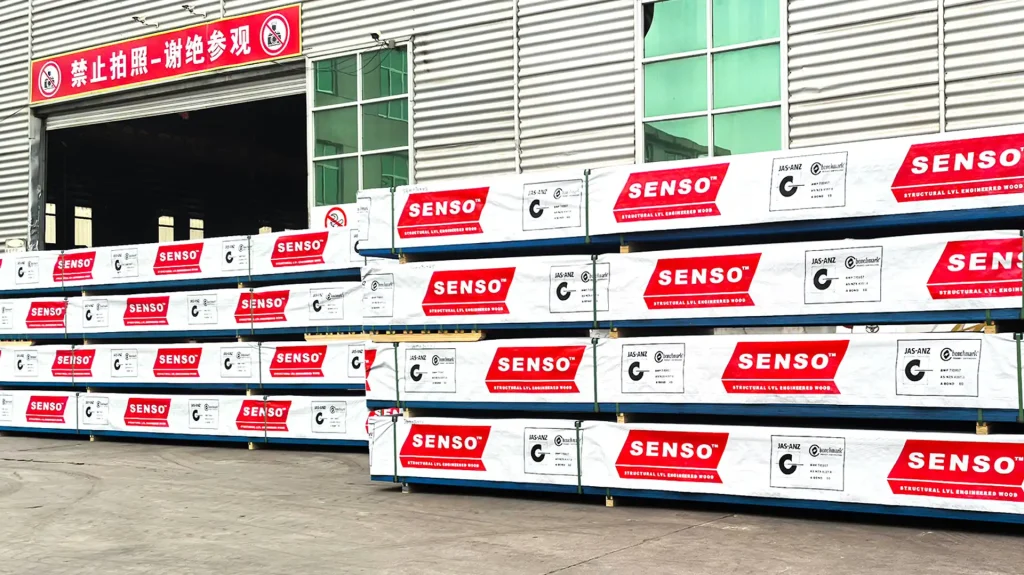 LVL Timber Beams in Construction LVL timber beams used in framing and load bearing construction with plywood sheet related building material context