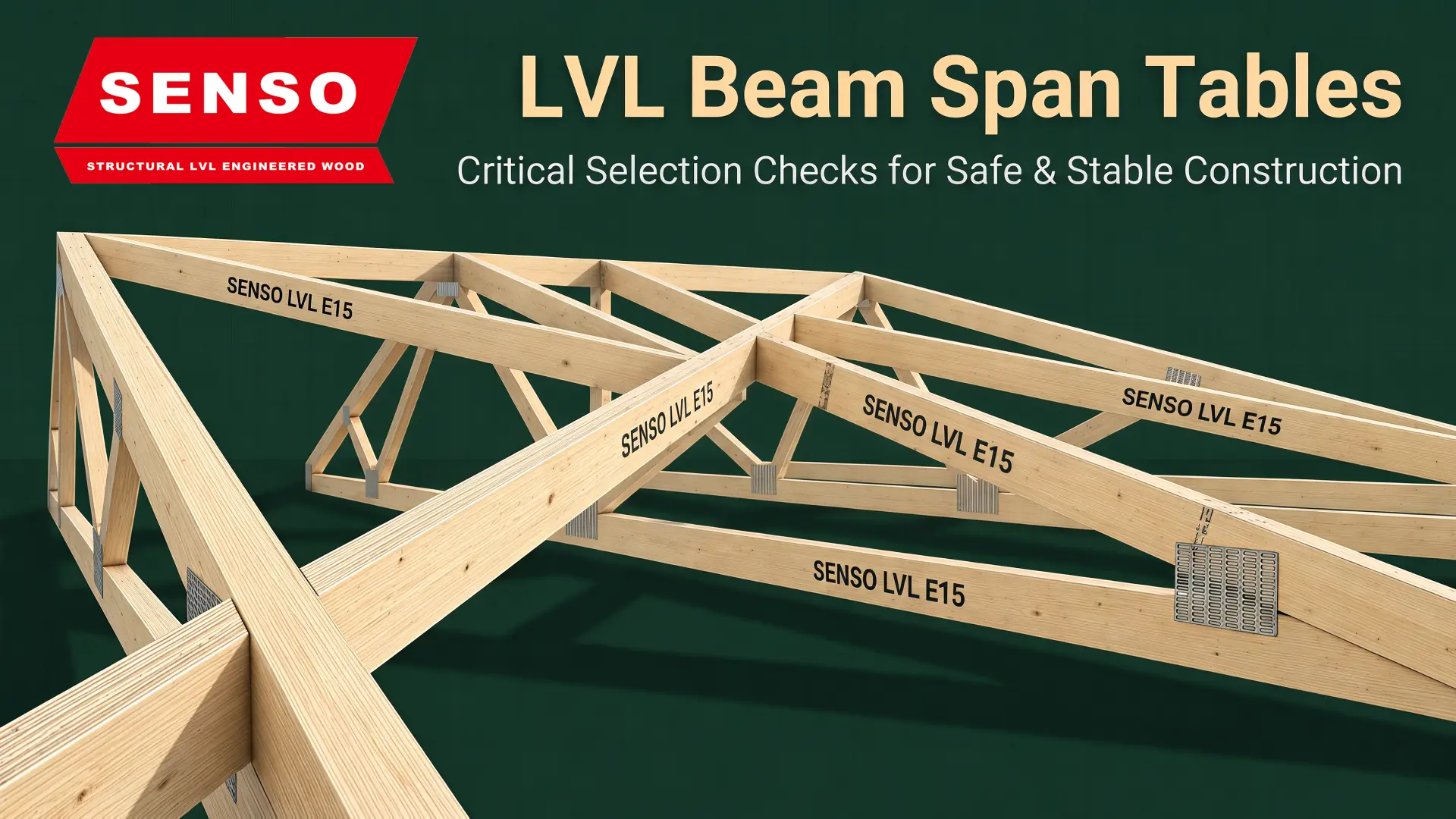 LVL Beam Span Tables LVL beam span tables showing clear span loads bearing restraint and deflection checks for a SENSO beam